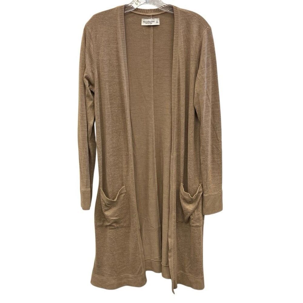 Abercrombie & fitch brown long cardigan with pockets Lagenlook academia Medium #
